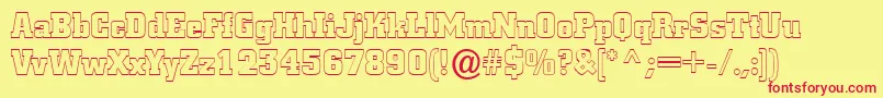 ACitynovaotlBold-Schriftart – Rote Schriften auf gelbem Hintergrund