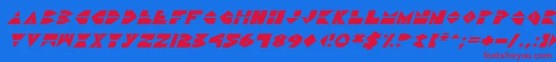 DiscoDorkItalic-Schriftart – Rote Schriften auf blauem Hintergrund