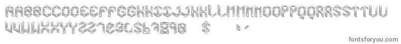 Level01Bold-fontti – harmaat kirjasimet valkoisella taustalla