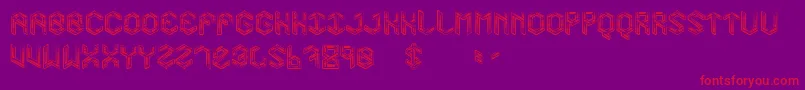 Level01Bold-Schriftart – Rote Schriften auf violettem Hintergrund