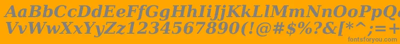 DejavuSerifBoldItalic-Schriftart – Graue Schriften auf orangefarbenem Hintergrund