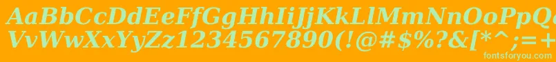 Шрифт DejavuSerifBoldItalic – зелёные шрифты на оранжевом фоне