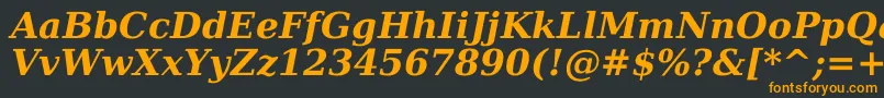 DejavuSerifBoldItalic-fontti – oranssit fontit mustalla taustalla