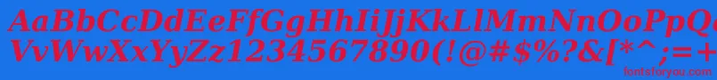 DejavuSerifBoldItalic-Schriftart – Rote Schriften auf blauem Hintergrund