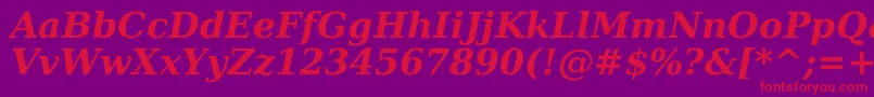 DejavuSerifBoldItalic-fontti – punaiset fontit violetilla taustalla
