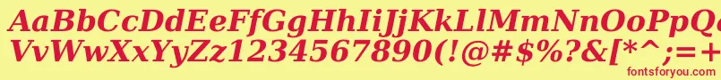 DejavuSerifBoldItalic-Schriftart – Rote Schriften auf gelbem Hintergrund