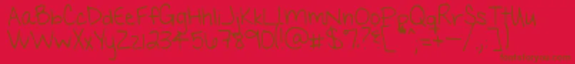 Weitere Informationen zur Myhandsareholdingyou-Schriftart Myhandsareholdingyou-Schriftart – Braune Schriften auf rotem Hintergrund