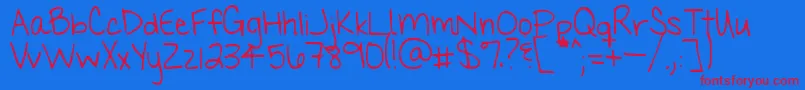 Myhandsareholdingyou Font – Red Fonts on Blue Background