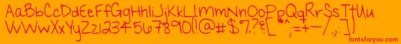 Myhandsareholdingyou-Schriftart – Rote Schriften auf orangefarbenem Hintergrund