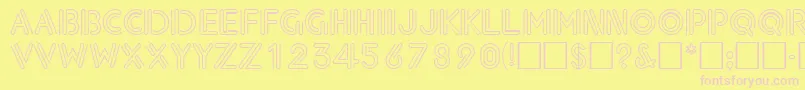 Więcej informacji o czcionce NeondisplaycapssskRegular Czcionka NeondisplaycapssskRegular – różowe czcionki na żółtym tle