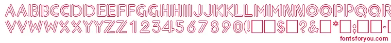 フォントNeondisplaycapssskRegular – 白い背景に赤い文字