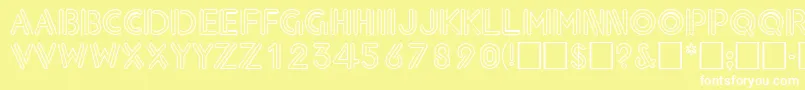 フォントNeondisplaycapssskRegular – 黄色い背景に白い文字