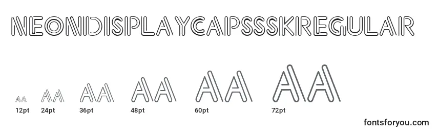 Размеры шрифта NeondisplaycapssskRegular
