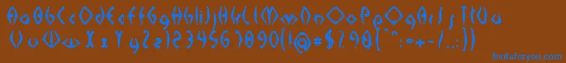 フォントSabomasterUh – 茶色の背景に青い文字
