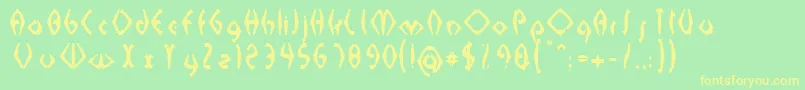 SabomasterUh-Schriftart – Gelbe Schriften auf grünem Hintergrund