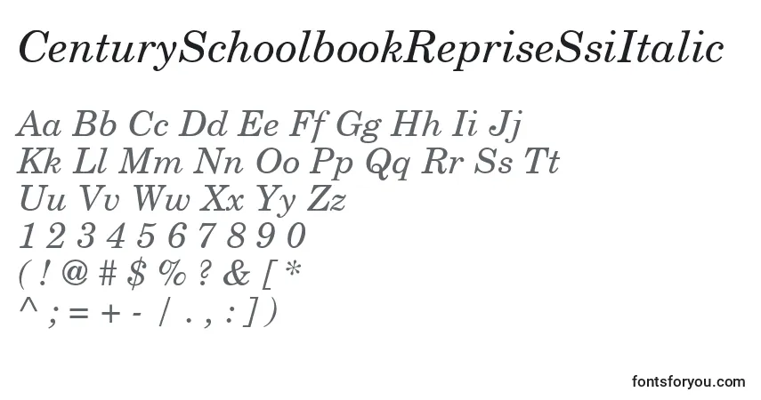 A fonte CenturySchoolbookRepriseSsiItalic – alfabeto, números, caracteres especiais