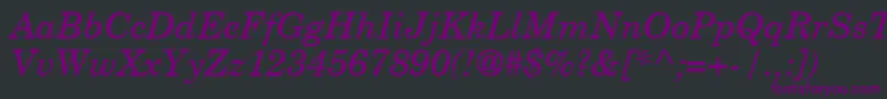 フォントCenturySchoolbookRepriseSsiItalic – 黒い背景に紫のフォント