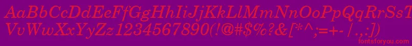 CenturySchoolbookRepriseSsiItalic Font – Red Fonts on Purple Background