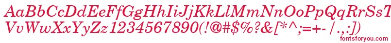 フォントCenturySchoolbookRepriseSsiItalic – 白い背景に赤い文字