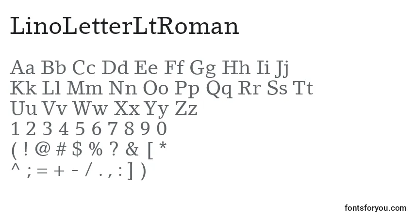 Czcionka LinoLetterLtRoman – alfabet, cyfry, specjalne znaki