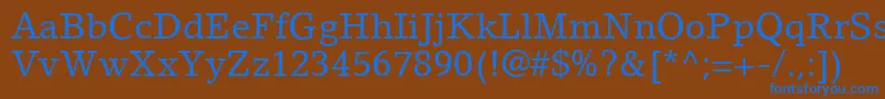 Czcionka LinoLetterLtRoman – niebieskie czcionki na brązowym tle