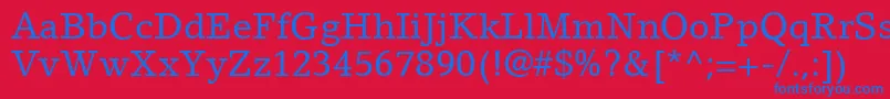 LinoLetterLtRoman Font – Blue Fonts on Red Background