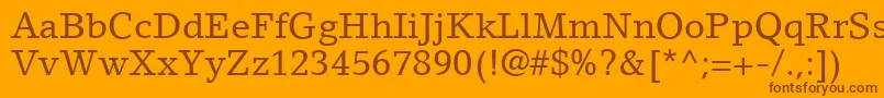 LinoLetterLtRoman Font – Brown Fonts on Orange Background