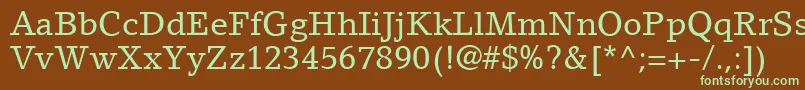 Czcionka LinoLetterLtRoman – zielone czcionki na brązowym tle