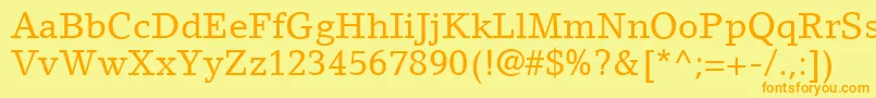 フォントLinoLetterLtRoman – オレンジの文字が黄色の背景にあります。