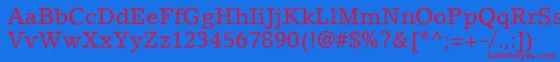 LinoLetterLtRoman Font – Red Fonts on Blue Background