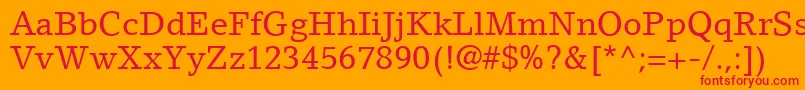 フォントLinoLetterLtRoman – オレンジの背景に赤い文字