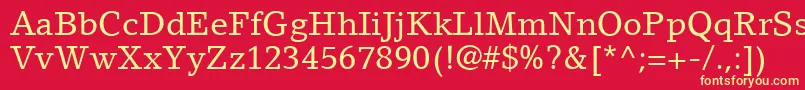 Czcionka LinoLetterLtRoman – żółte czcionki na czerwonym tle