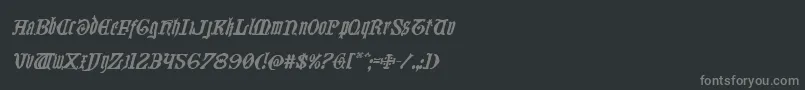 フォントWestdelphiaital – 黒い背景に灰色の文字