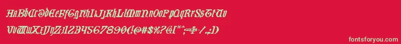 フォントWestdelphiaital – 赤い背景に緑の文字