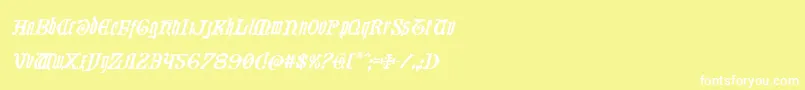 フォントWestdelphiaital – 黄色い背景に白い文字