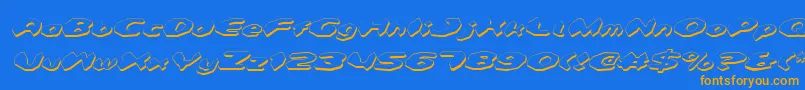 フォントDetonv2si – オレンジ色の文字が青い背景にあります。