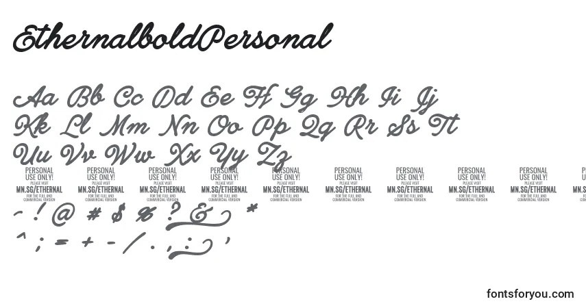 A fonte EthernalboldPersonal – alfabeto, números, caracteres especiais