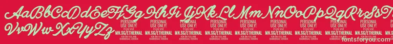 EthernalboldPersonal Font – Green Fonts on Red Background