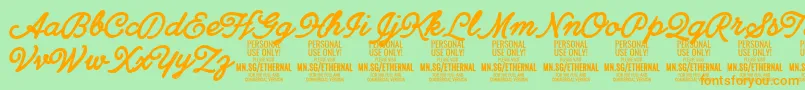 EthernalboldPersonal Font – Orange Fonts on Green Background