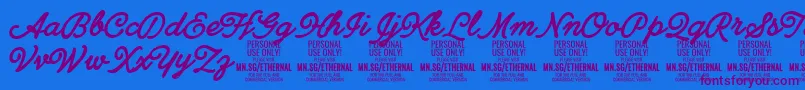 EthernalboldPersonal Font – Purple Fonts on Blue Background