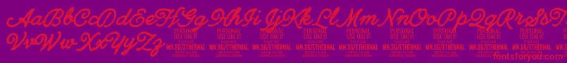 EthernalboldPersonal-Schriftart – Rote Schriften auf violettem Hintergrund