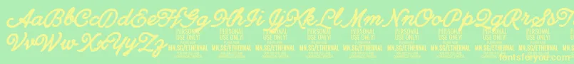 EthernalboldPersonal Font – Yellow Fonts on Green Background