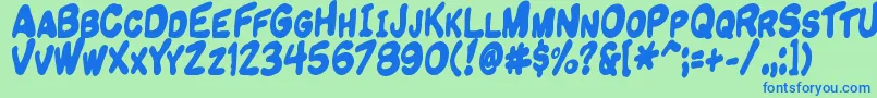 Komikandy Font – Blue Fonts on Green Background