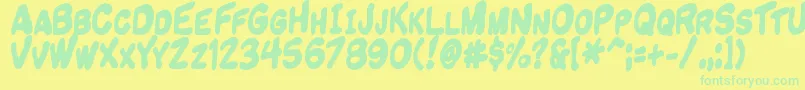 Komikandy Font – Green Fonts on Yellow Background