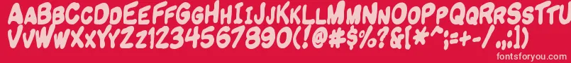 Komikandy Font – Pink Fonts on Red Background