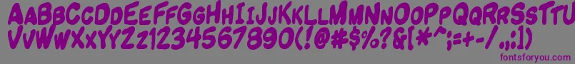 Komikandy-fontti – violetit fontit harmaalla taustalla
