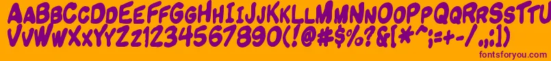 Komikandy-fontti – violetit fontit oranssilla taustalla