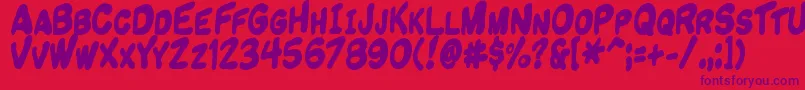 Komikandy-Schriftart – Violette Schriften auf rotem Hintergrund