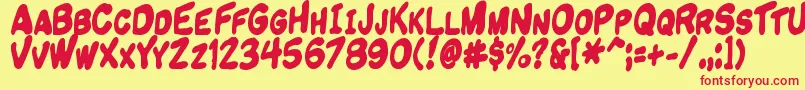 Komikandy-fontti – punaiset fontit keltaisella taustalla