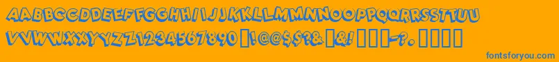 Dimwitgauche Font – Blue Fonts on Orange Background